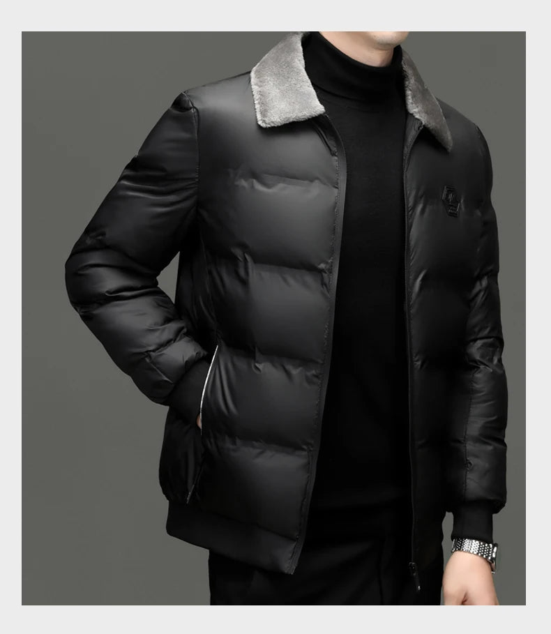 Top Grade Middle-aged Men Bubble Puffer Windbreaker Coat Parka Jacket Winter Plus Velvet Thickened Short Outerwear
