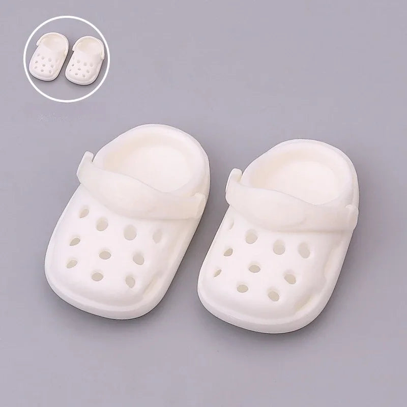 Kawaii Macaron Colored Perforated Shoes For 17cm Labubu V1 V2 V3 With Adjustable Hole Shoes For Ladbubu Dolls Accessories