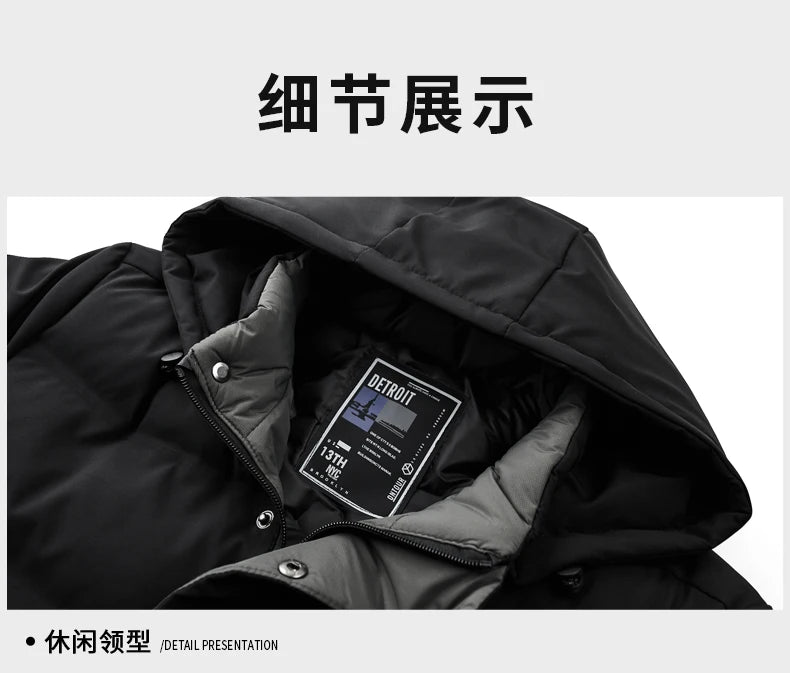 Top Grade Thicken Fashion Hooded Winter Warm Outerwear Designer Business Parka Coat Mens Newest Jacket Windbreaker