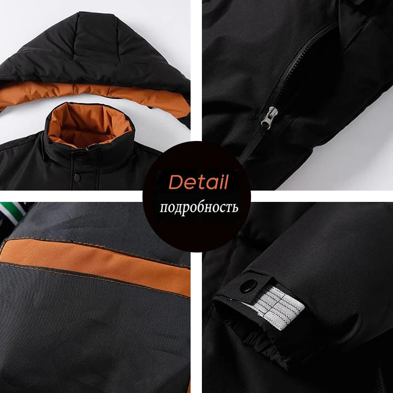 Winter Man Windproof Casual Puffer Jacket Men Thicken Outdoor Detachable Hat Jacket Man Multi Pocket Loose Parka Windbreaker 8XL