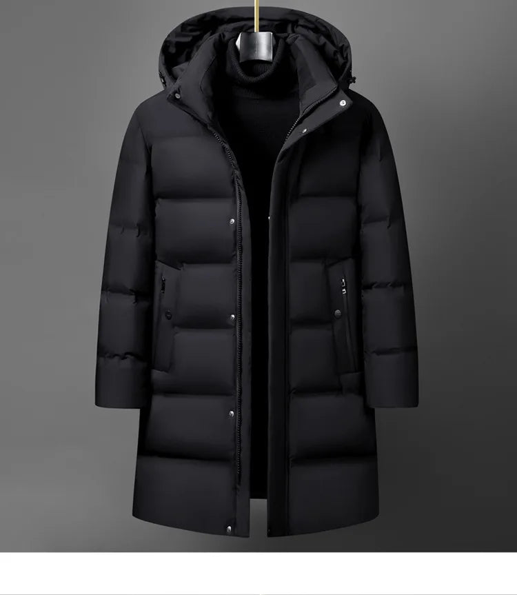 Canada Fashion Winter Jacket for Men Down Coat Parka Men's White Goose Down Jacket Collar Hooded Warm Thick Long Padding M-4XL