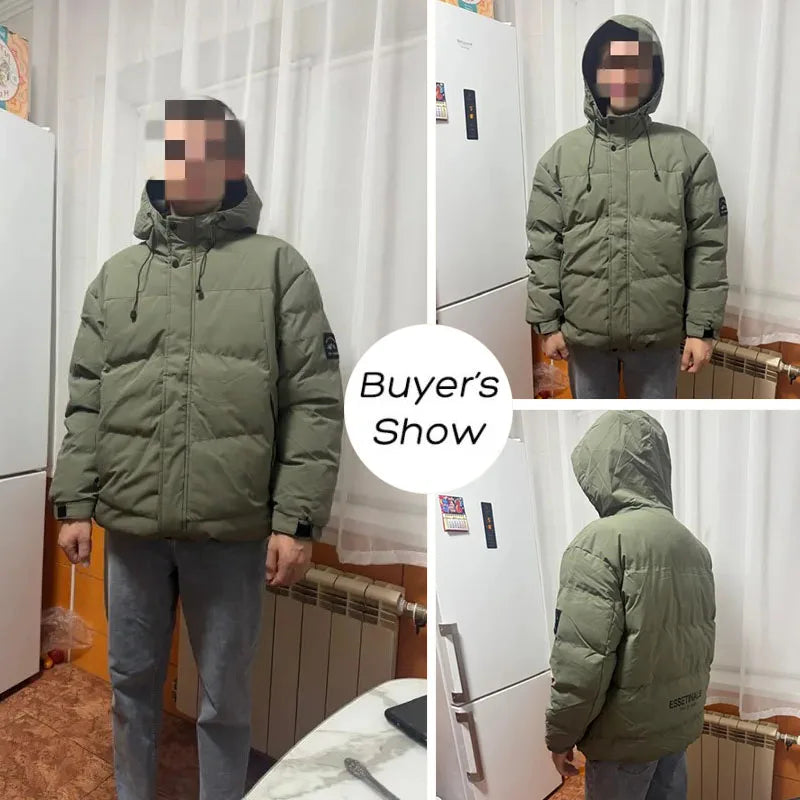 Winter Men Waterproof Windproof Casual Jacket Mens Puffer Hooded Fashion Jacket Man Outdoor Loose Thick Jacket Windbreaker Parka