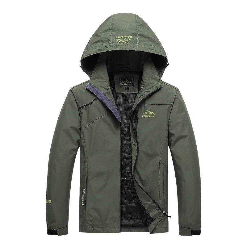 Men's Waterproof Hiking Jacket Autumn Men Large Size Windproof Windbreaker Outdoor Camping Hunting Running Fishing Sports Coats