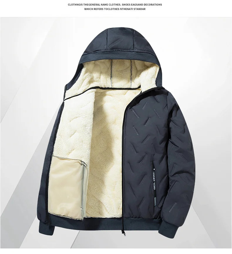 Men's Fleece Cotton Jacket Windproof Waterproof Stand Collar Coat Faionable Urban Sle Long Sve Coat Jacket