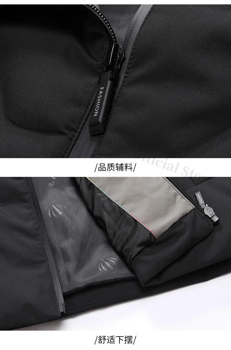 COMXZ Mens Down Jacket 2025 New Classic Solid Color Outdoor Camping Windproof Parka Fashion Lightweight Warm Autumn Winter Coat