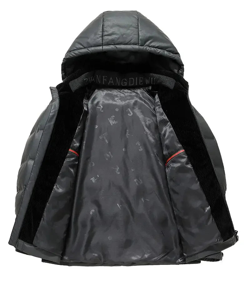 Winter Hooded Down Jacket Men Thicken Warm Genuine Leather Man Luxury Coat Male Fluffy Sheepskin Puffer