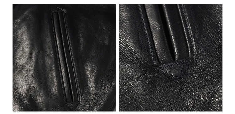 Rugged Bronson Goat Sheepskin Leather Jacket Genuine Leather Jacket 1930s Vintage Short Leather Coat