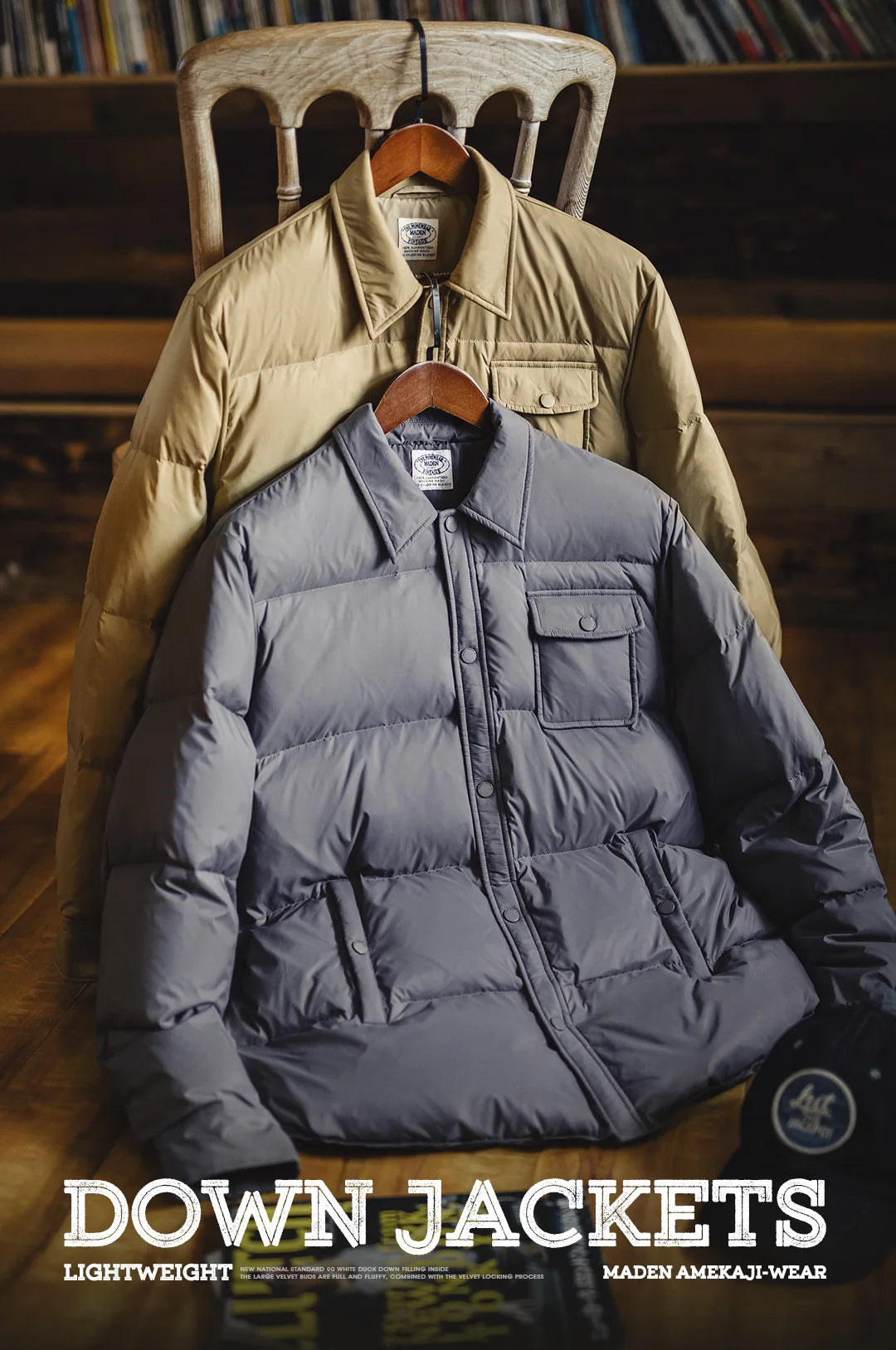 Maden Casual 90% White Duck Down Jacket Lightweight Warm Cold-resistant Single-breasted Lapel Puffer Jacket Men Winter Outerwear
