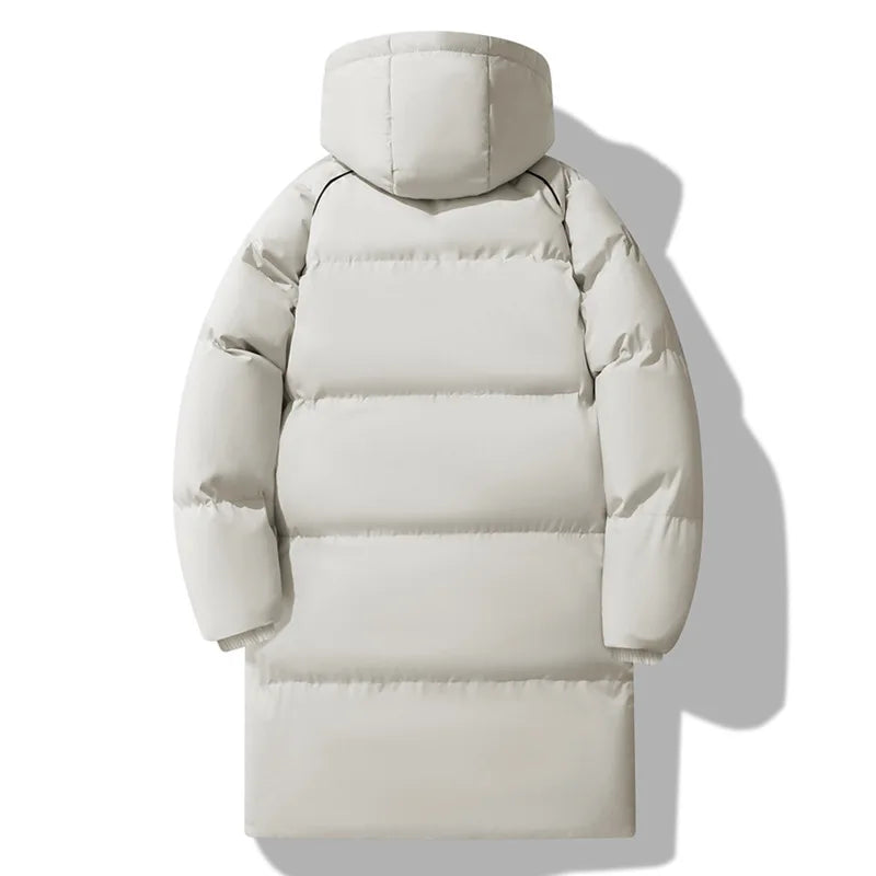 2025 Men's High-Quality Mid-Length Jacket Coat, Winter Thick and Warm Overcoat, Pure Color Youth Cotton Coat Jacket,Outdoor Coat