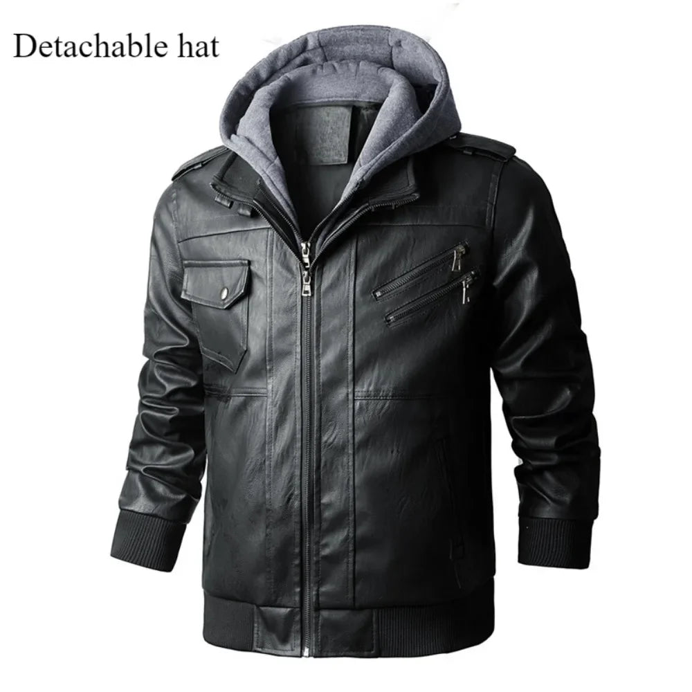 Men's Leather Jackets for Men Autumn Winter Motorcycle PU Jacket Streetwear Outdoor Coats Loose Jacket
