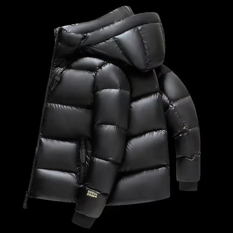 Down Jacket Men Winter Waterproof Goose Jacket Men Luxury Brand Hooded Feather Goose Coat Women Black Puffer Jacket Man 2023 New
