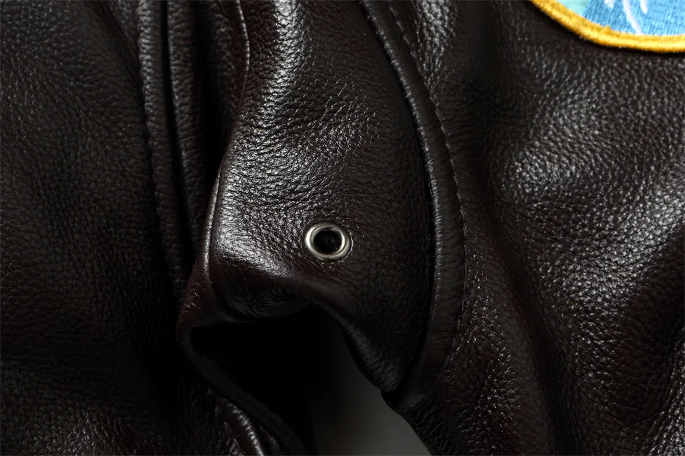 Dark Brown Winter Pilot Leather Jacket Men Military Style Europe Size Genuine Natural Thick Cowhide G1 Flight Leather Coat