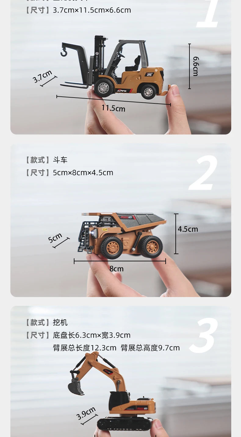 New 1:64 Alloy Remote Control Mine Truck Full Proportional Control Simulated Headlights Realistic Details Desktop Toy Boys Gift