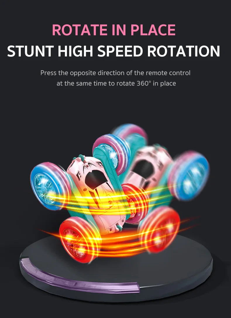 2.4G Remote Control Car  Double Sided Flip Endurance  360 Degree Rotation 4-Wheel Drive Mini Electric Car Toys For Children
