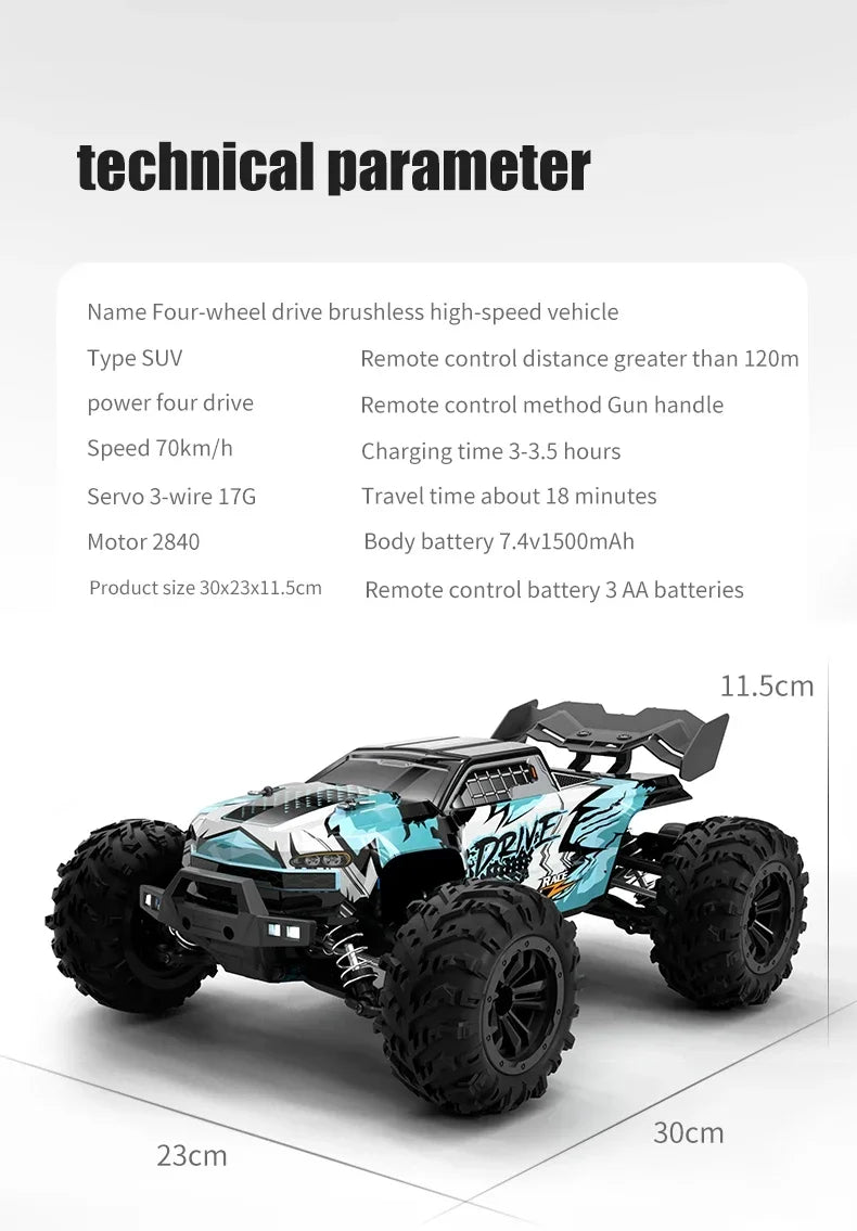 1:16 75KM/H or 50KM/H 4WD RC Car with LED Remote Control Cars High Speed Drift Monster Truck for Kids Vs Wltoys 144001 Toys