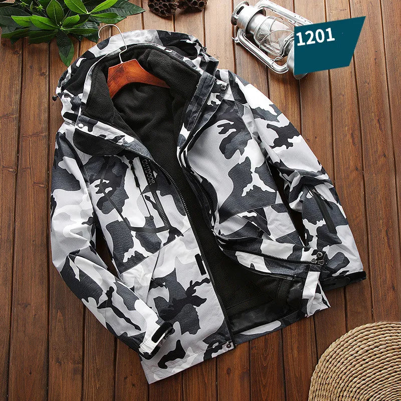 Winter 2 In 1 Warm Jacket Sportwear Ski Camping Coat Softshell Waterproof Outdoor Jacket Men Windbreaker Climbing Hiking Coats