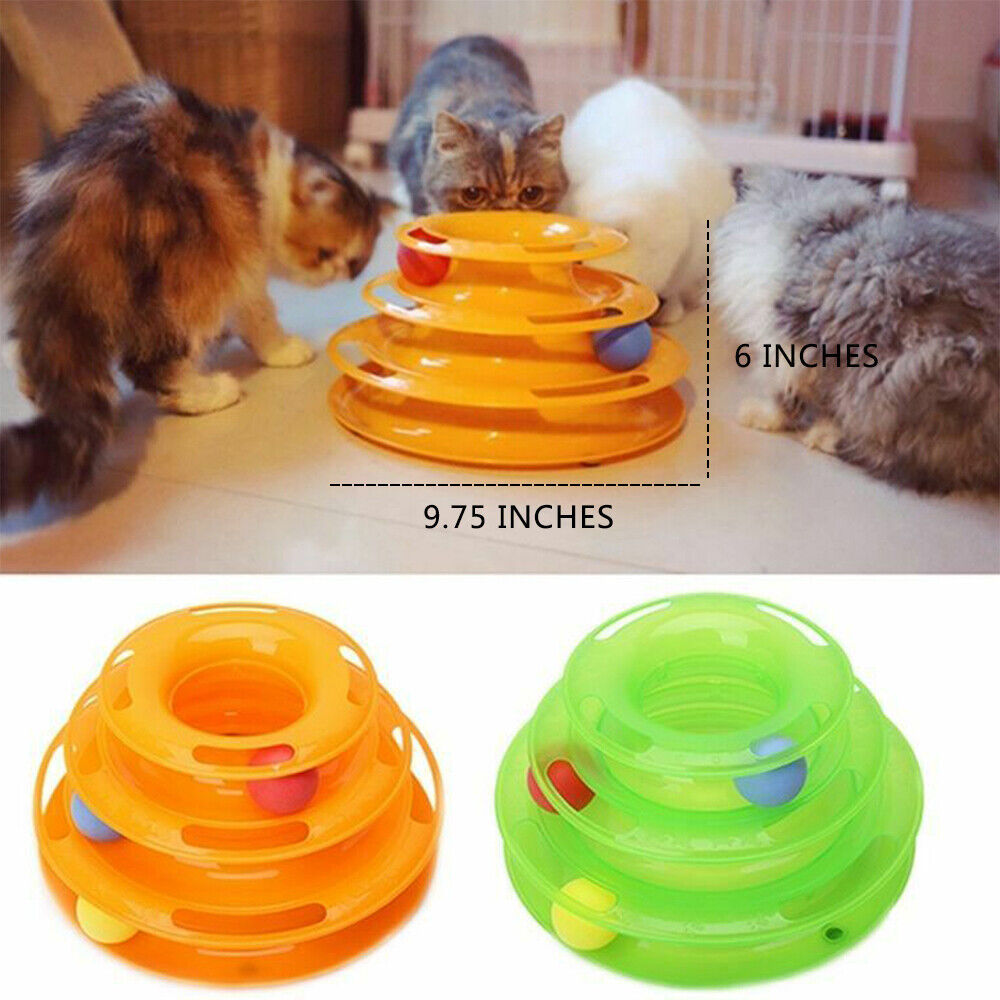 Pet Cat Crazy Ball Disk Interactive Toys Amusement Plate Trilaminar Funny Toy - MAYONAL STORE