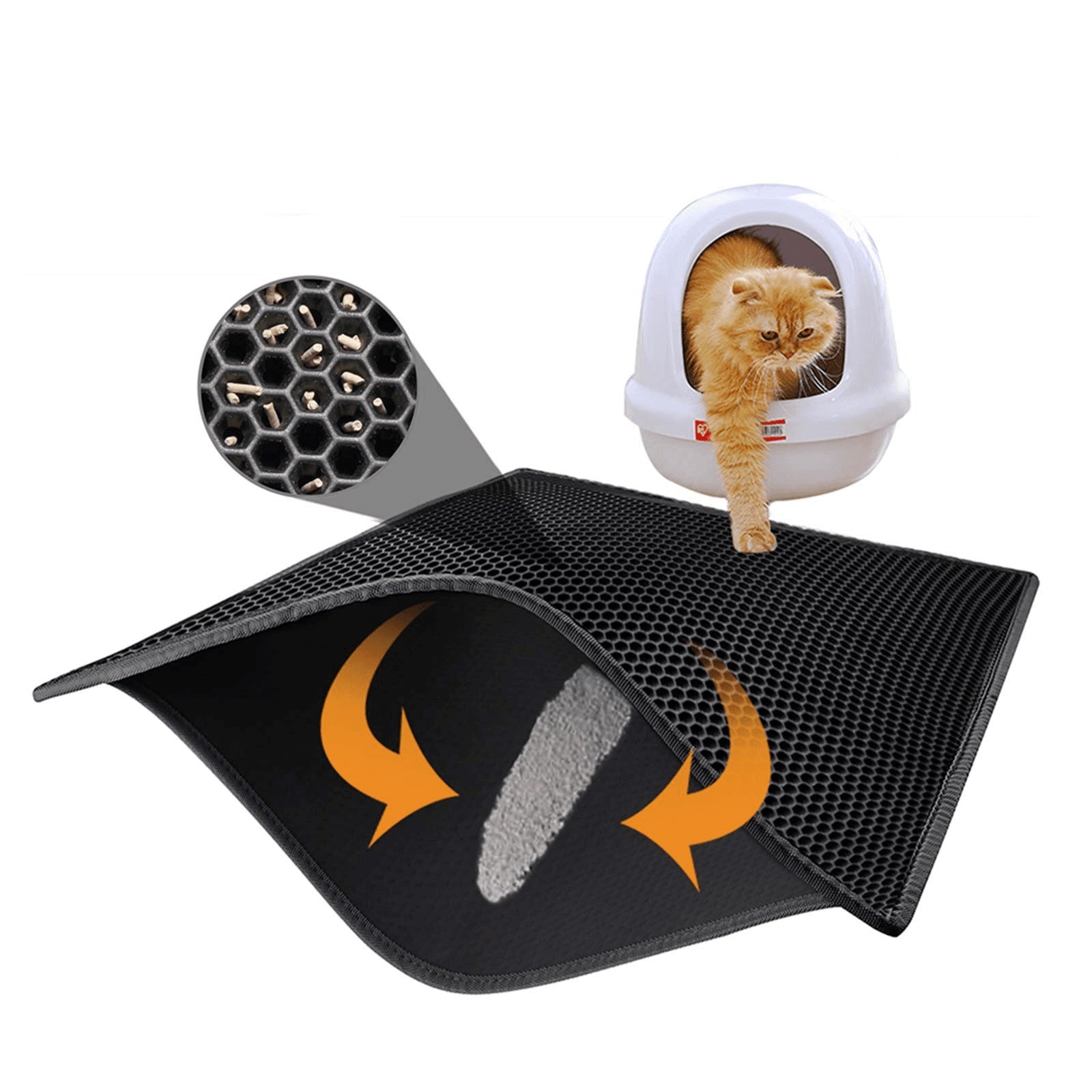 Kitty Cat Litter Mat Trapping Honeycomb Double Layer Design Waterproof Double Layer EVA Cat Litter Pad Waterproof Non-slip Sand Basin Filter Kitten Dog Washable Mattress - MAYONAL STORE