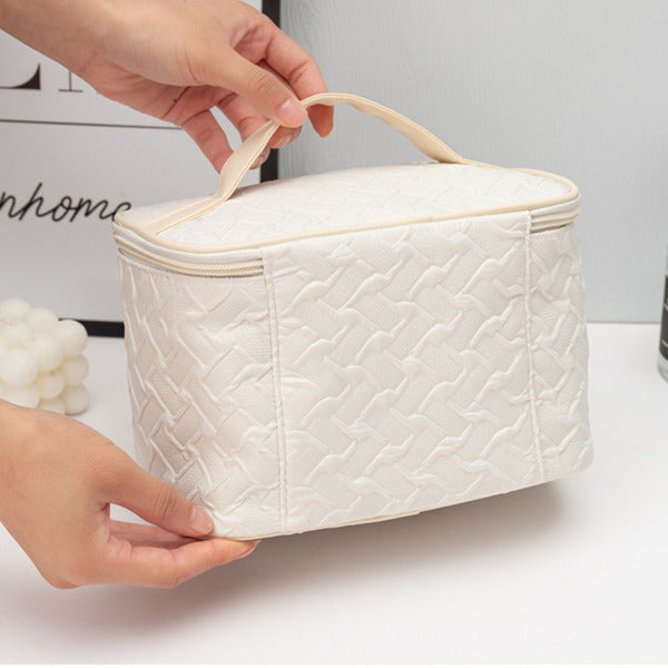 White Large Capacity Portable Travel Makeup Bag - MAYONAL STORE