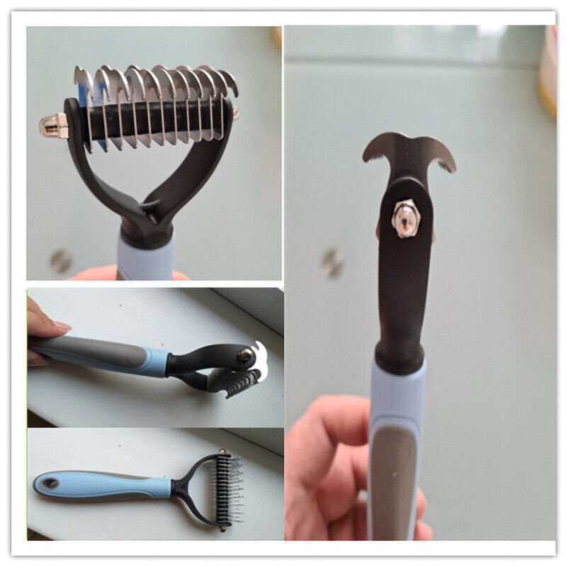 Grooming Brush For Pet Dog Cat Deshedding Tool Rake Comb Fur Remover Reduce 2-Side Dematting Tool For Dogs Cats Pets Grooming Brush Double Sided Shedding And Dematting Undercoat Rake Hair Removal Comb - MAYONAL STORE