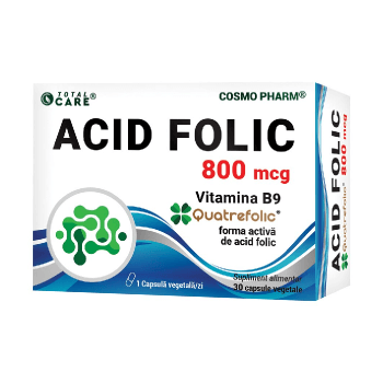 Quatrefolic Folic Acid, 800 mcg, 30 capsules, Cosmo Pharm, folic acid supplement, prenatal care, women’s health, fertility support, nutritional supplement, vitamin B9, pregnancy support