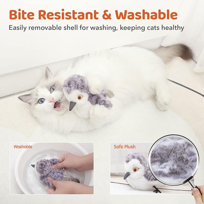 Cat Toys Flapping Bird No Flying,Lifelike Sandpiper Chirp Tweet, Rechargeable Touch Activated Kitten Toy Interactive Cat Exercise Toys For All Breeds Cat Kicker Catnip Toys - MAYONAL STORE