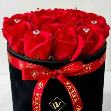 15 Handmade Soap Roses - Black Velvet Box