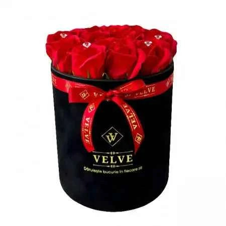 15 Handmade Soap Roses - Black Velvet Box