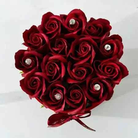 15 Handmade Soap Roses - Red Velvet Box