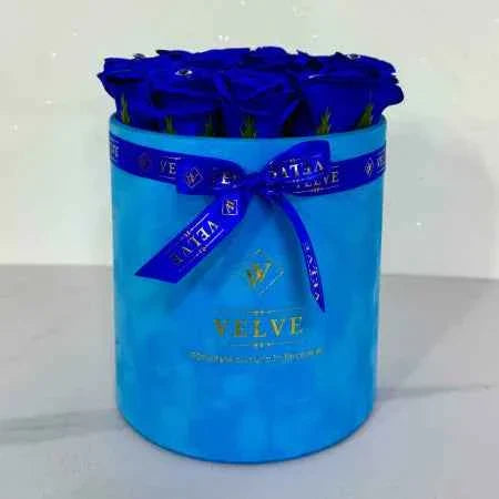 Luxurious Blue Velvet Floral Arrangement: 15 Handmade Soap Roses