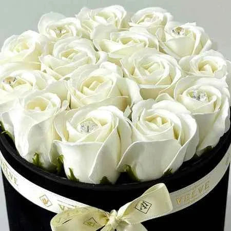 Elegant Floral Arrangement: 15 Handmade Soap Roses in Black