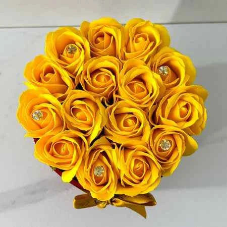 Bright Floral Arrangement: 15 Handmade Soap Roses in Red
