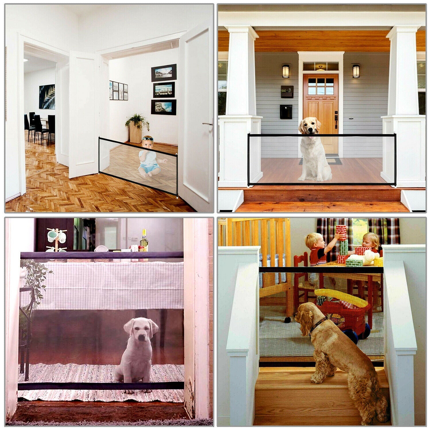 Pets Dog Cat Baby Safety Gate Mesh Fence Magic Portable Guard Net Stairs Doors - MAYONAL STORE