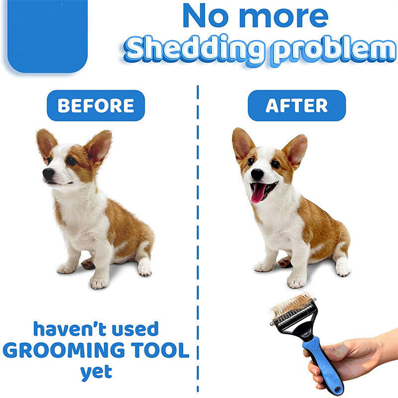 Grooming Brush For Pet Dog Cat Deshedding Tool Rake Comb Fur Remover Reduce 2-Side Dematting Tool For Dogs Cats Pets Grooming Brush Double Sided Shedding And Dematting Undercoat Rake Hair Removal Comb - MAYONAL STORE
