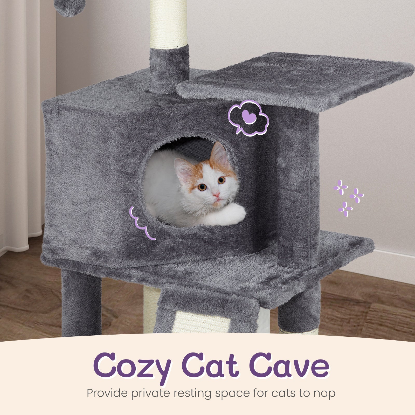 47inch, Dark Grey, Cat Scratcher, Trapezoidal Cat House, Cat Climbing Frame - MAYONAL STORE