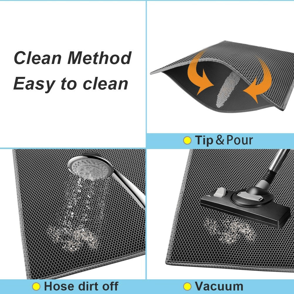 Kitty Cat Litter Mat Trapping Honeycomb Double Layer Design Waterproof Double Layer EVA Cat Litter Pad Waterproof Non-slip Sand Basin Filter Kitten Dog Washable Mattress - MAYONAL STORE