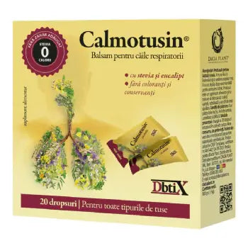Calmotusin, Stevia Dbtix, 20 drops, calmness support, Dacia Plant, stress relief, natural remedy, anxiety relief, herbal supplement, relaxation, soothing drops, wellness