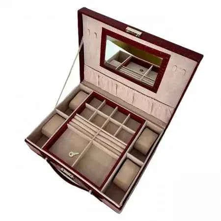 Elegant Red Eco-Friendly Leather Jewelry Box for Accessories