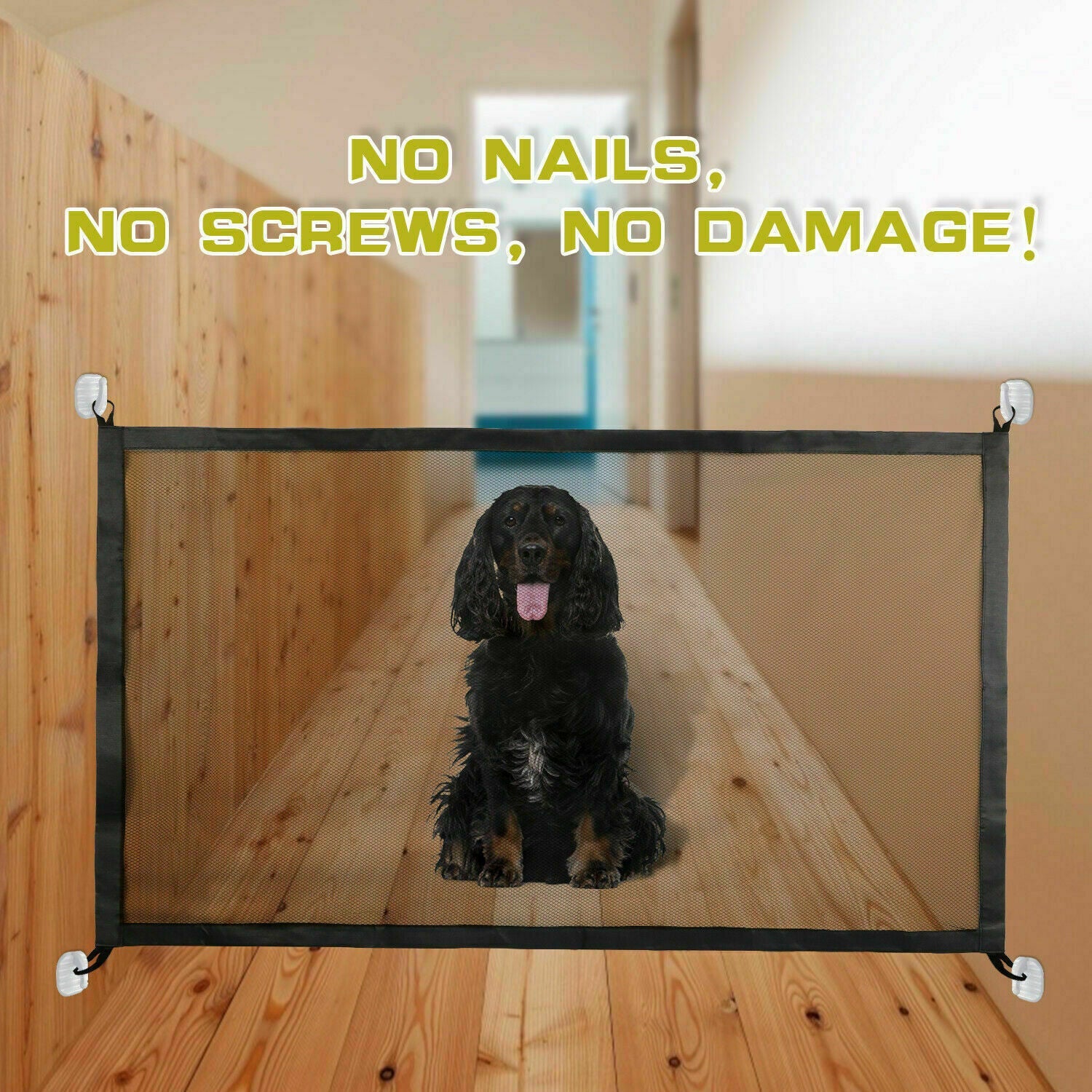 Pets Dog Cat Baby Safety Gate Mesh Fence Magic Portable Guard Net Stairs Doors - MAYONAL STORE