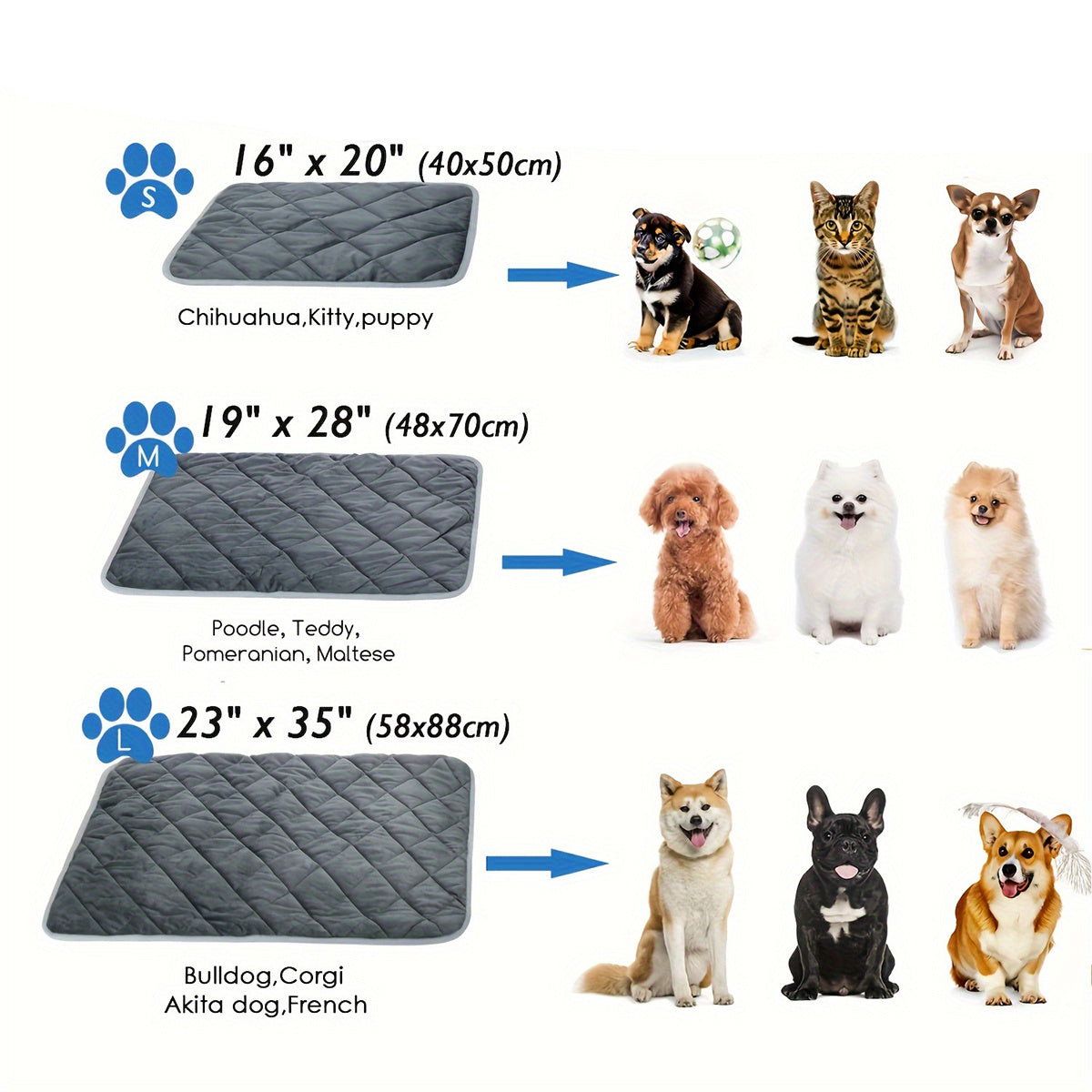 Dog Cat Bed, Cat Dog Non-Slip Mat, Extra Warm Thermal Pet Pad  Self-Heating Cat Mat Warm Thermal Pet Pad Washable Dog Crate Pad Heat Dog Cat Bed Mat Blanket Non-Slip Bottom For Outdoor And Indoor Pets - MAYONAL STORE