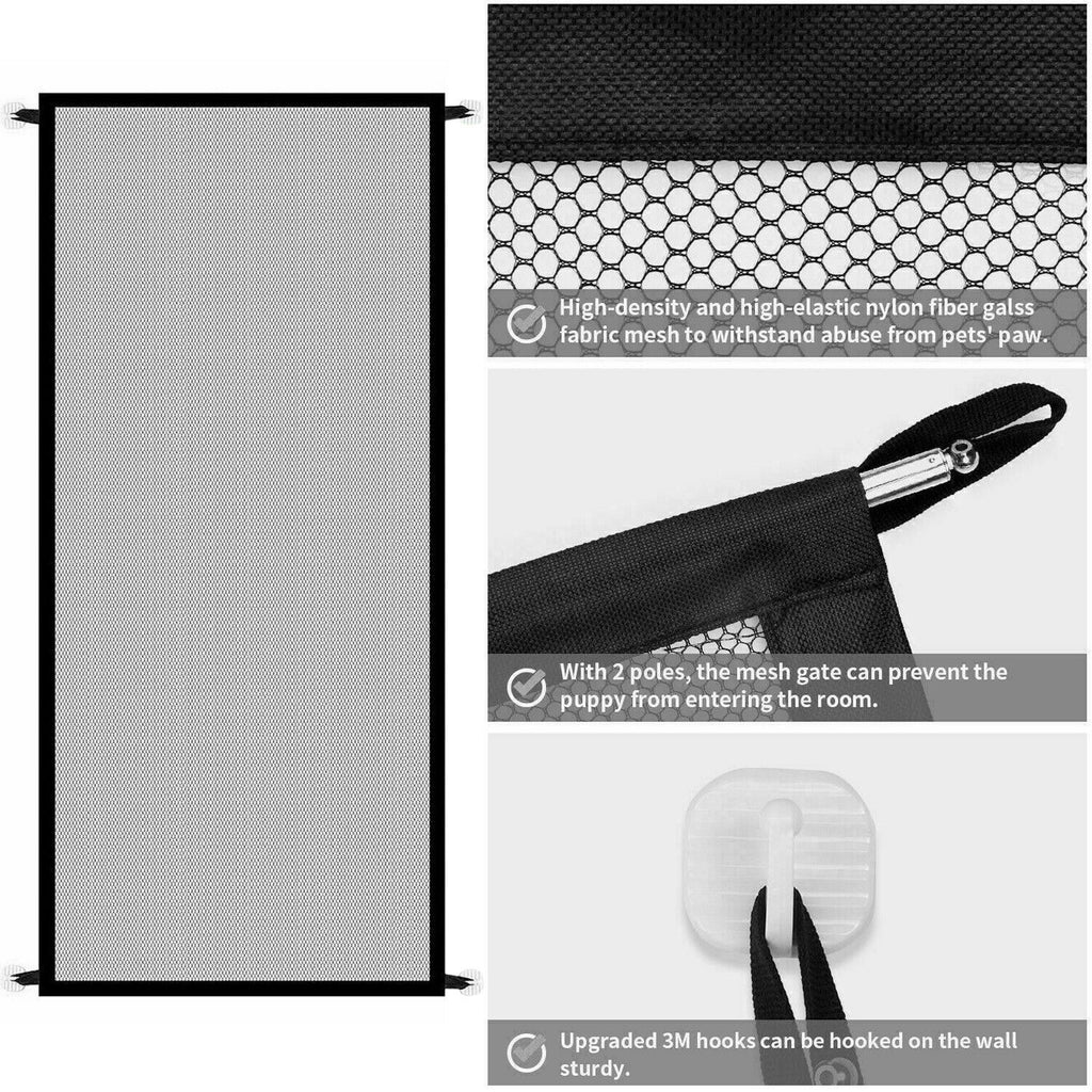 Pets Dog Cat Baby Safety Gate Mesh Fence Magic Portable Guard Net Stairs Doors - MAYONAL STORE