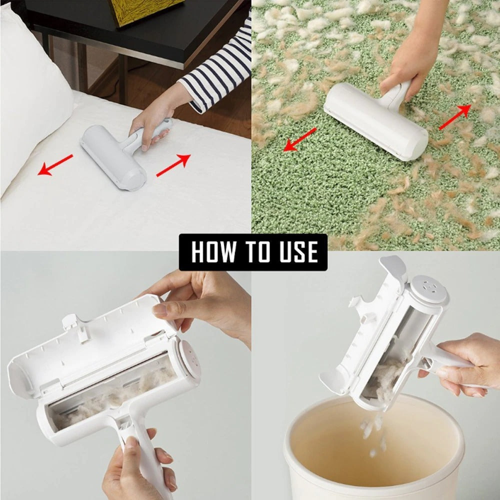 Pet Hair Roller Remover Lint Brush 2-Way Dog Cat Comb Tool Convenient Cleaning Dog Cat Fur Brush Base Home Furniture Sofa Clothe - MAYONAL STORE
