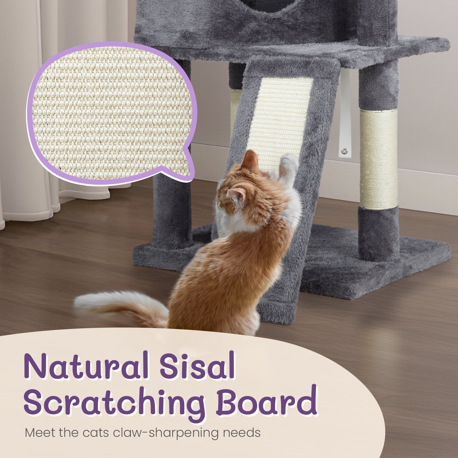 47inch, Dark Grey, Cat Scratcher, Trapezoidal Cat House, Cat Climbing Frame - MAYONAL STORE