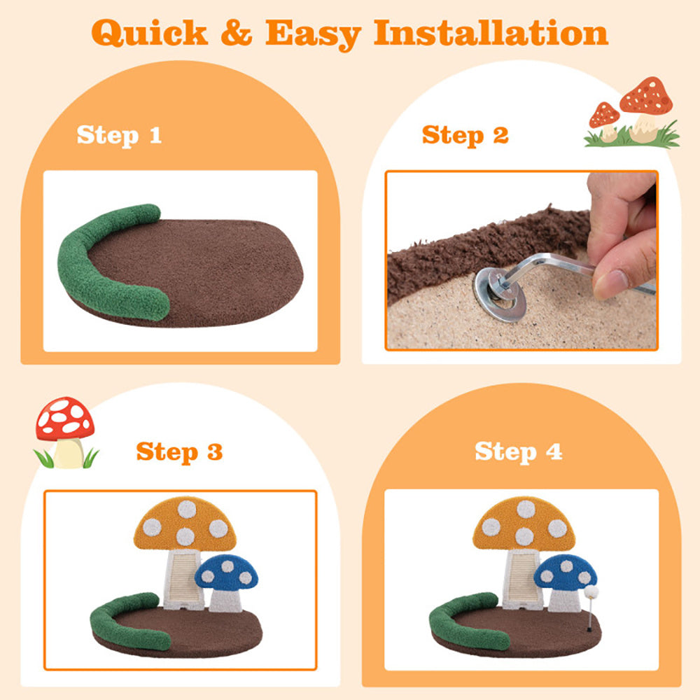 Mushroom Cat Bed Cat Claw Scratcher With Wide Bed And Sisal Scratch Panel - MAYONAL STORE