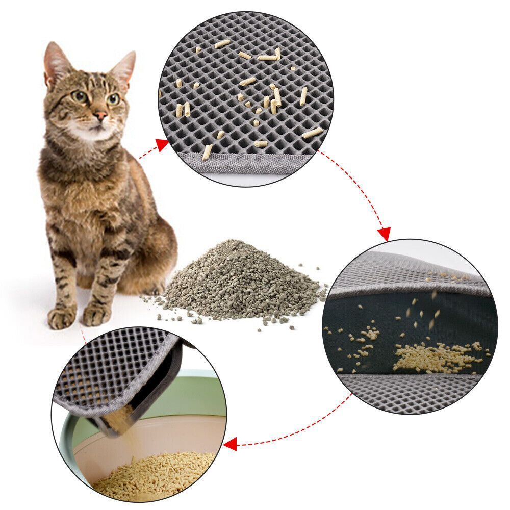 Kitty Cat Litter Mat Trapping Honeycomb Double Layer Design Waterproof Double Layer EVA Cat Litter Pad Waterproof Non-slip Sand Basin Filter Kitten Dog Washable Mattress - MAYONAL STORE