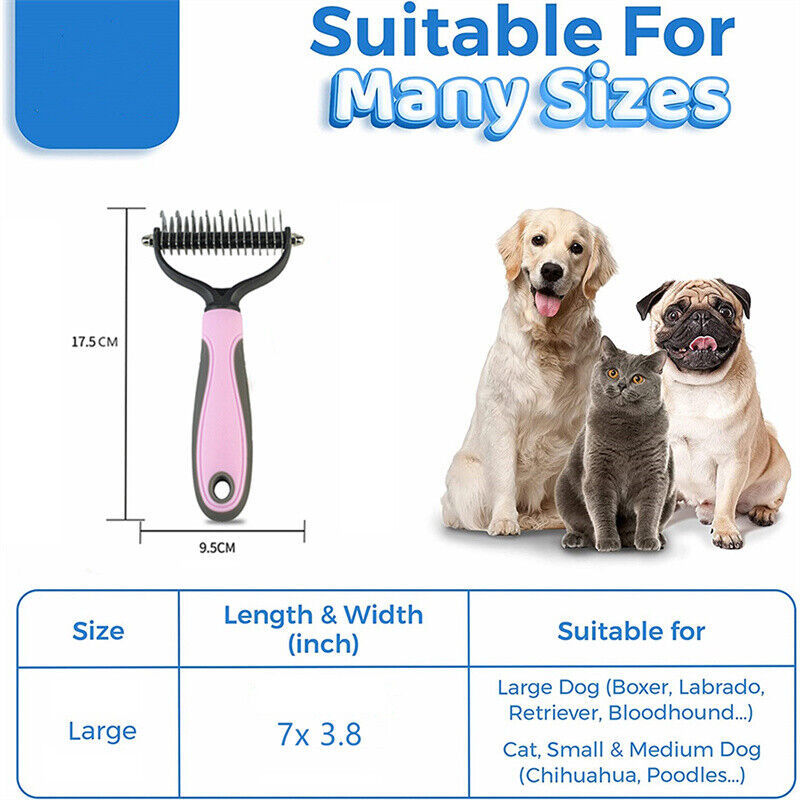 Grooming Brush For Pet Dog Cat Deshedding Tool Rake Comb Fur Remover Reduce 2-Side Dematting Tool For Dogs Cats Pets Grooming Brush Double Sided Shedding And Dematting Undercoat Rake Hair Removal Comb - MAYONAL STORE