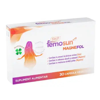 Femosun Magnefol, prenatal support, 30 vegetarian capsules, folic acid, pregnancy vitamins, women’s health, fertility support, prenatal care, nutritional supplement, magnesium and folate