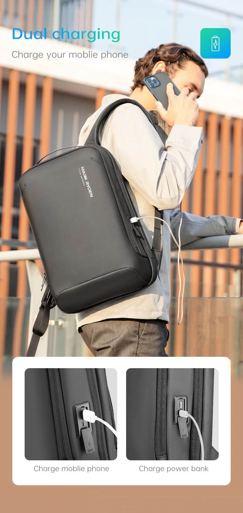Mark Ryden Backpack – 15.6" Laptop & 11" Tablet Compatible, Waterproof - MAYONAL STORE