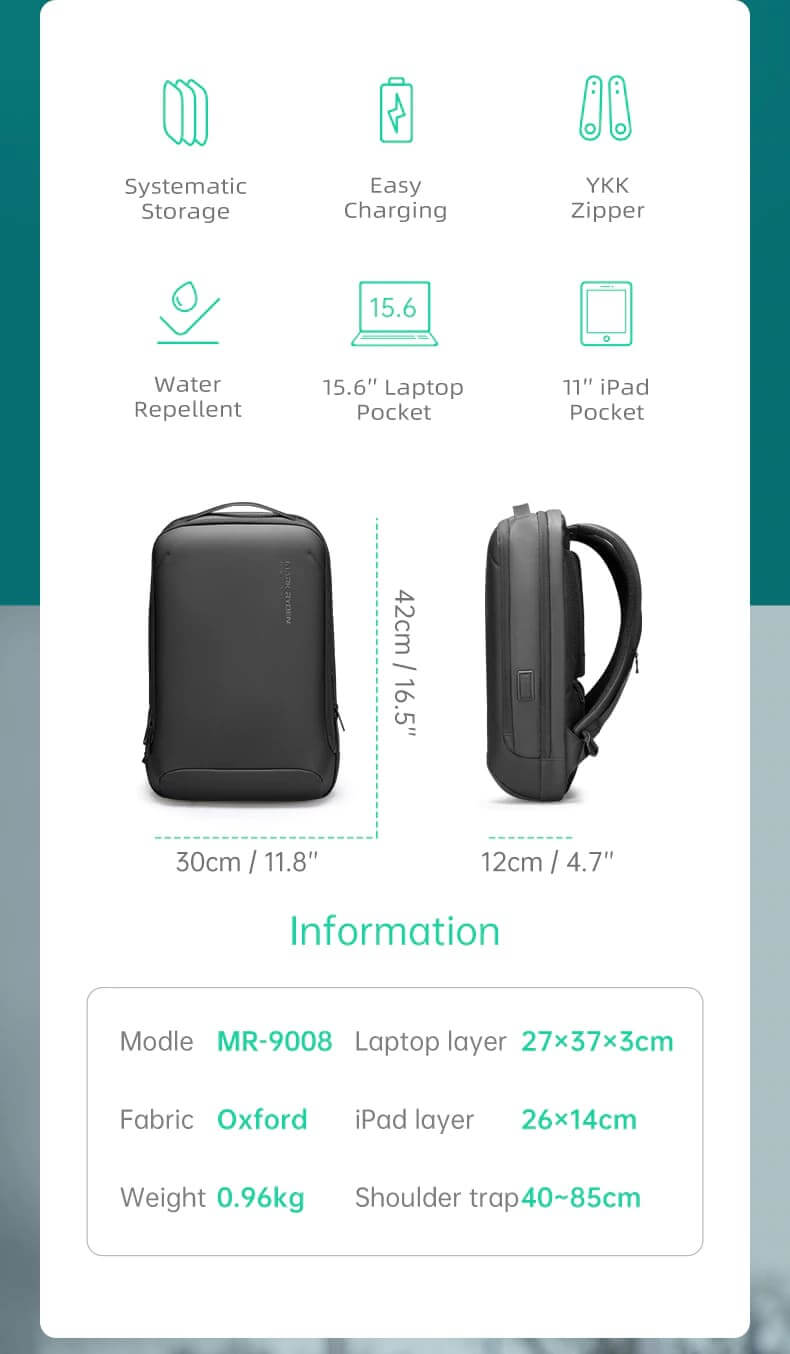 Mark Ryden Backpack – 15.6" Laptop & 11" Tablet Compatible, Waterproof - MAYONAL STORE