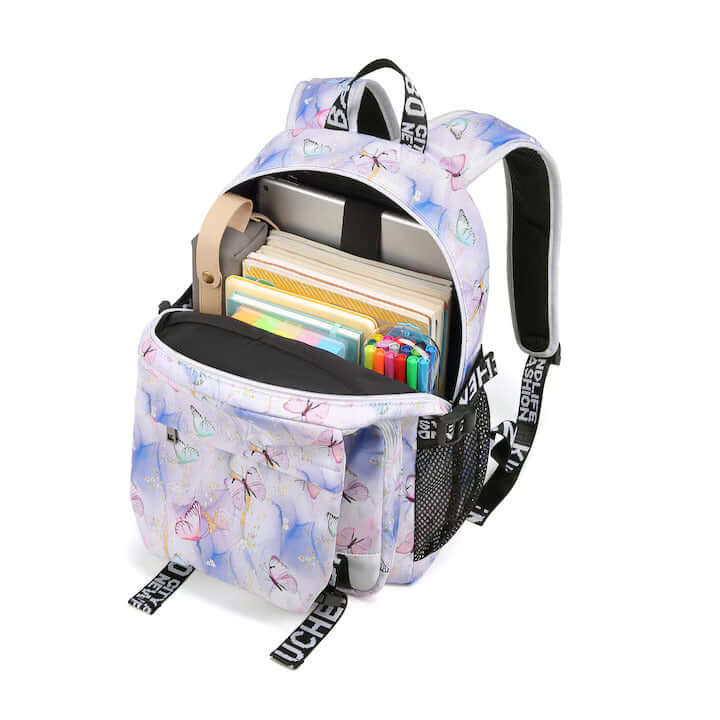 School Children's Backpack – 38x27x13 cm, Butterflies Print - MAYONAL STORE